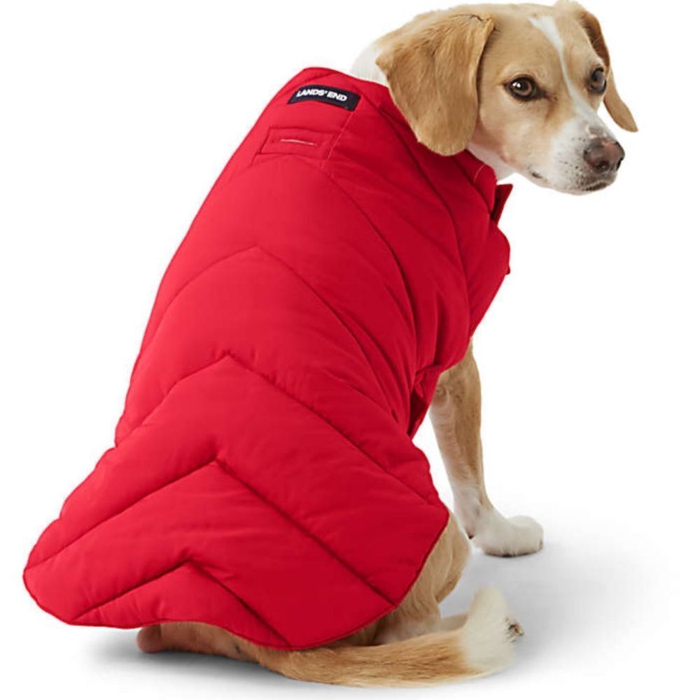 LANDS’ END Dog Solid Puffer Vest